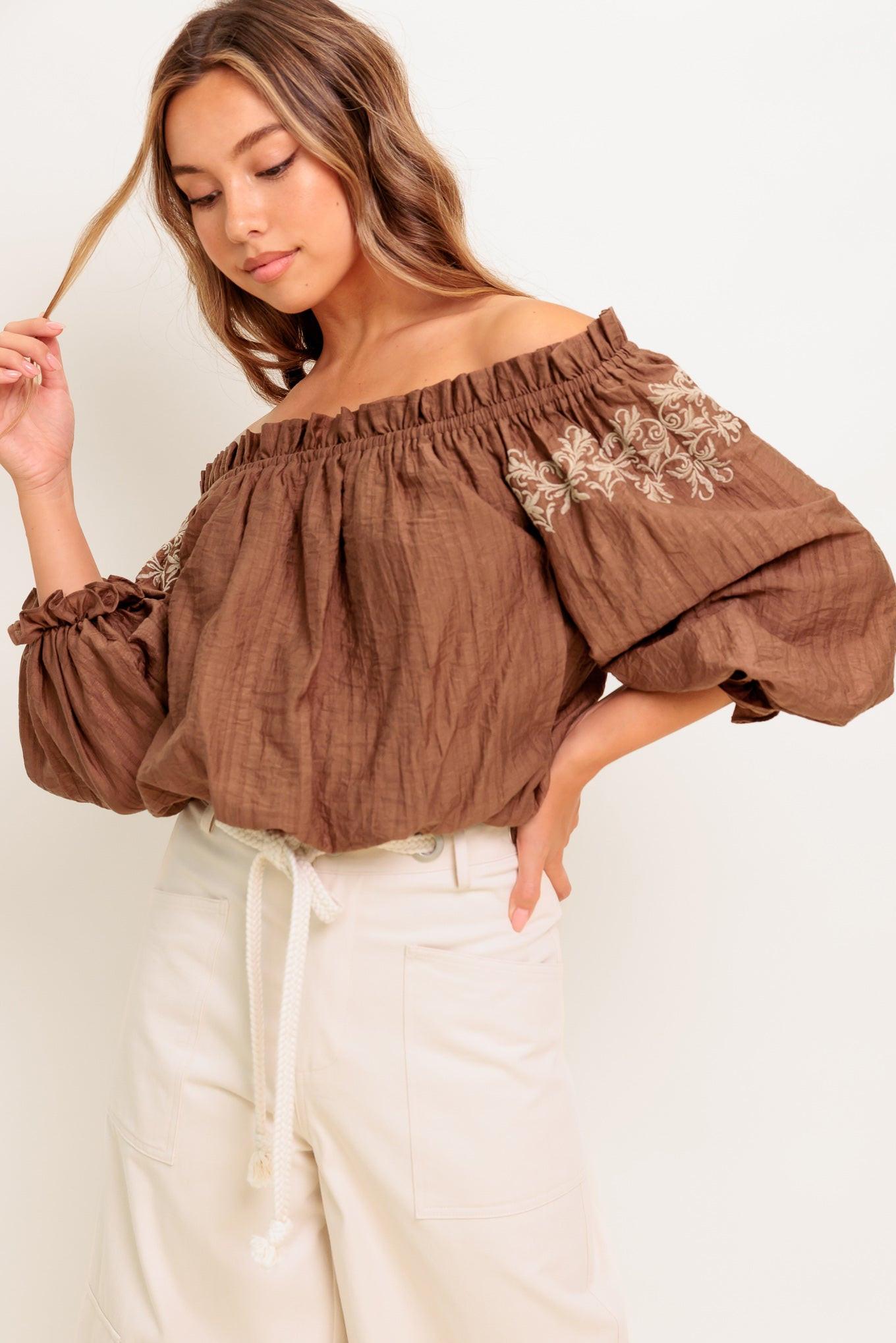 FULL SPEED AHEAD BROWN WOVEN TOP Flying Tomato