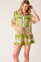 DISTANT ECHOES GREEN WOVEN SHIRT Flying Tomato