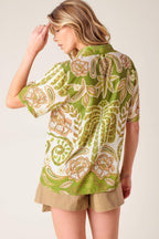 DISTANT ECHOES GREEN WOVEN SHIRT Flying Tomato
