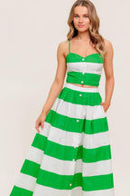 INFINITE FLARE GREEN WOVEN TOP AND SKIRT SET Flying Tomato
