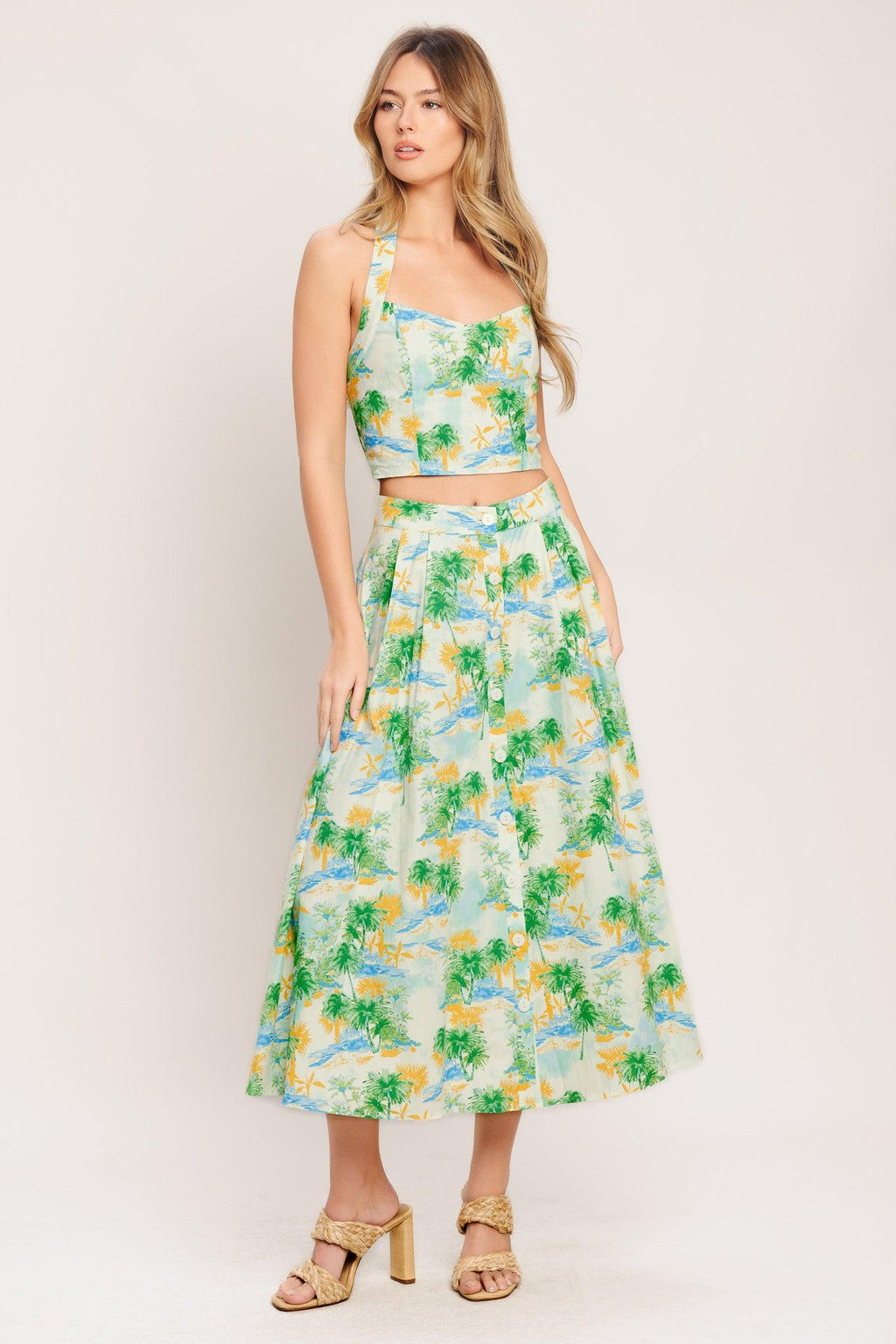 PICTURE PERFECT WOVEN TOP AND SKIRT SET Flying Tomato