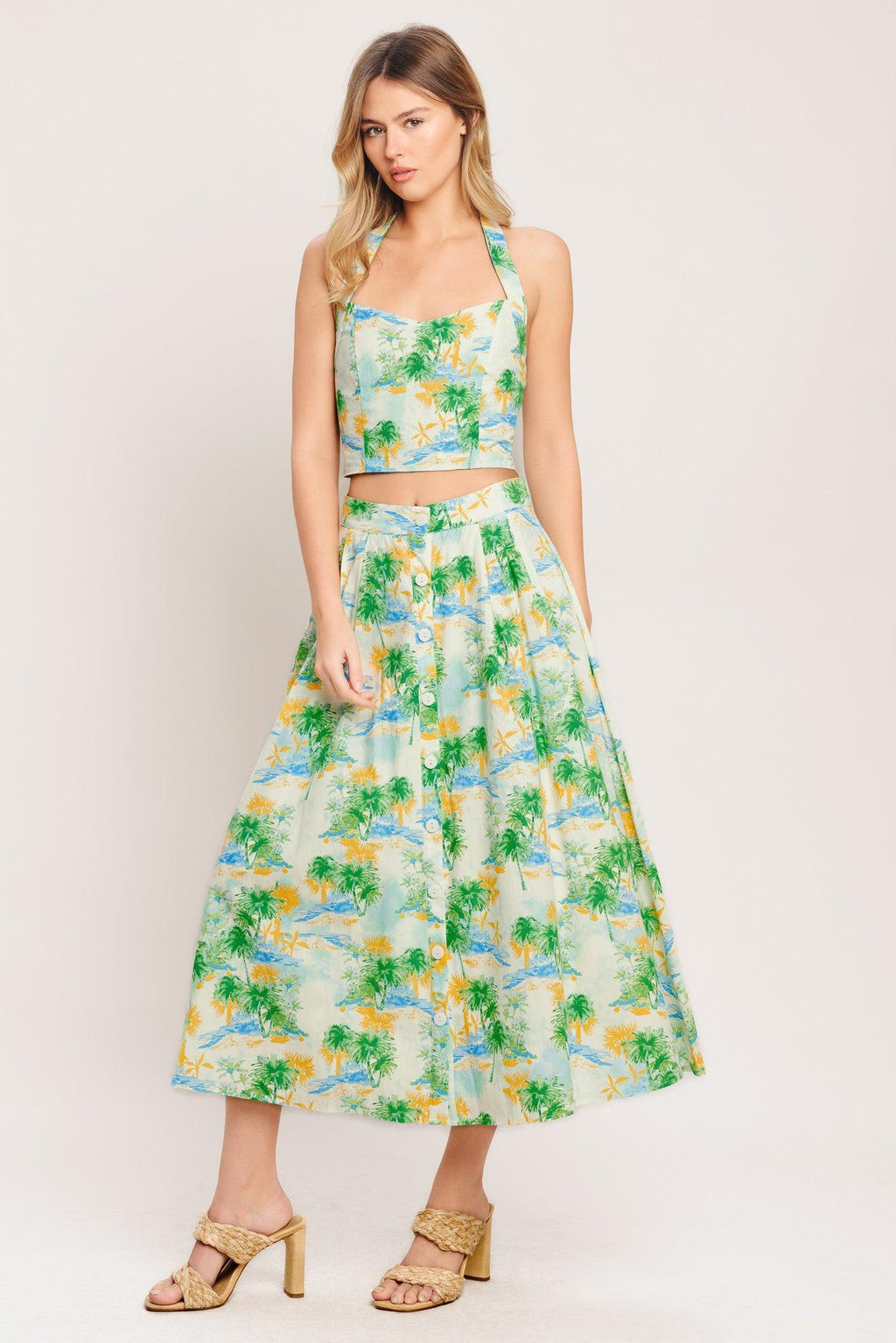 PICTURE PERFECT WOVEN TOP AND SKIRT SET Flying Tomato