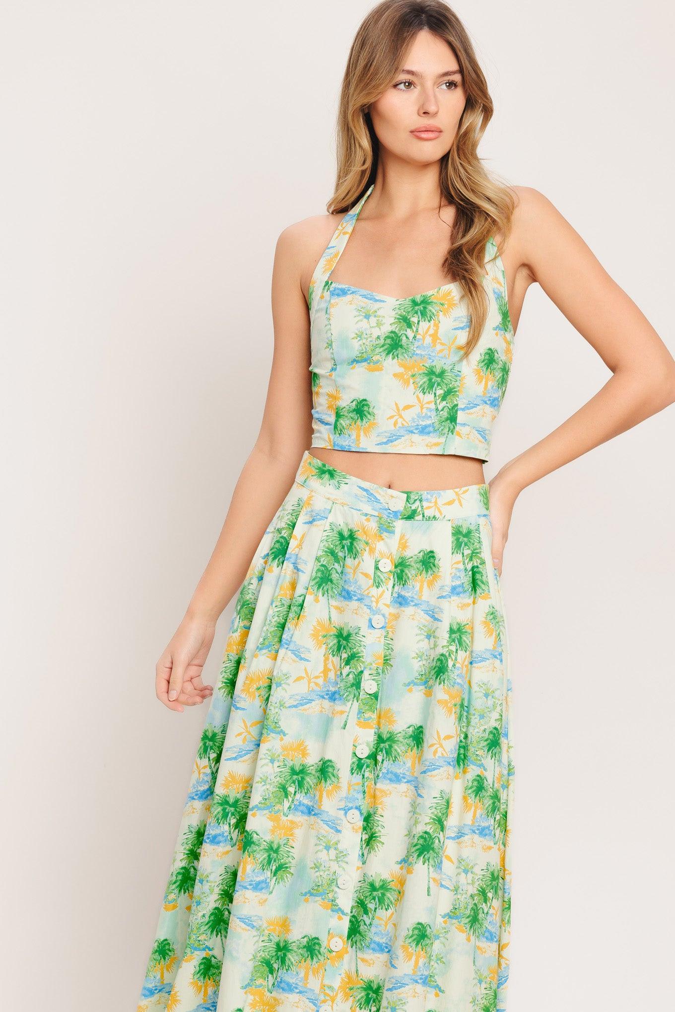 PICTURE PERFECT WOVEN TOP AND SKIRT SET Flying Tomato