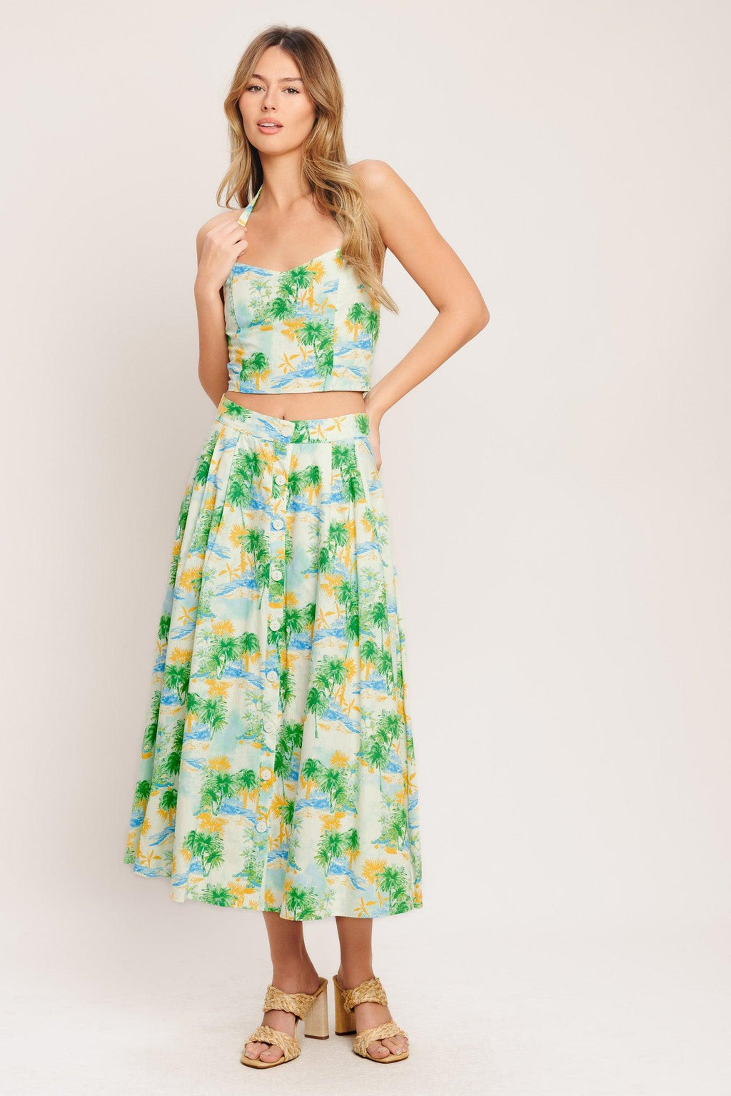 PICTURE PERFECT WOVEN TOP AND SKIRT SET Flying Tomato