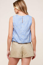 CHICEST STATE BLUE EMBROIDERED TOP Flying Tomato