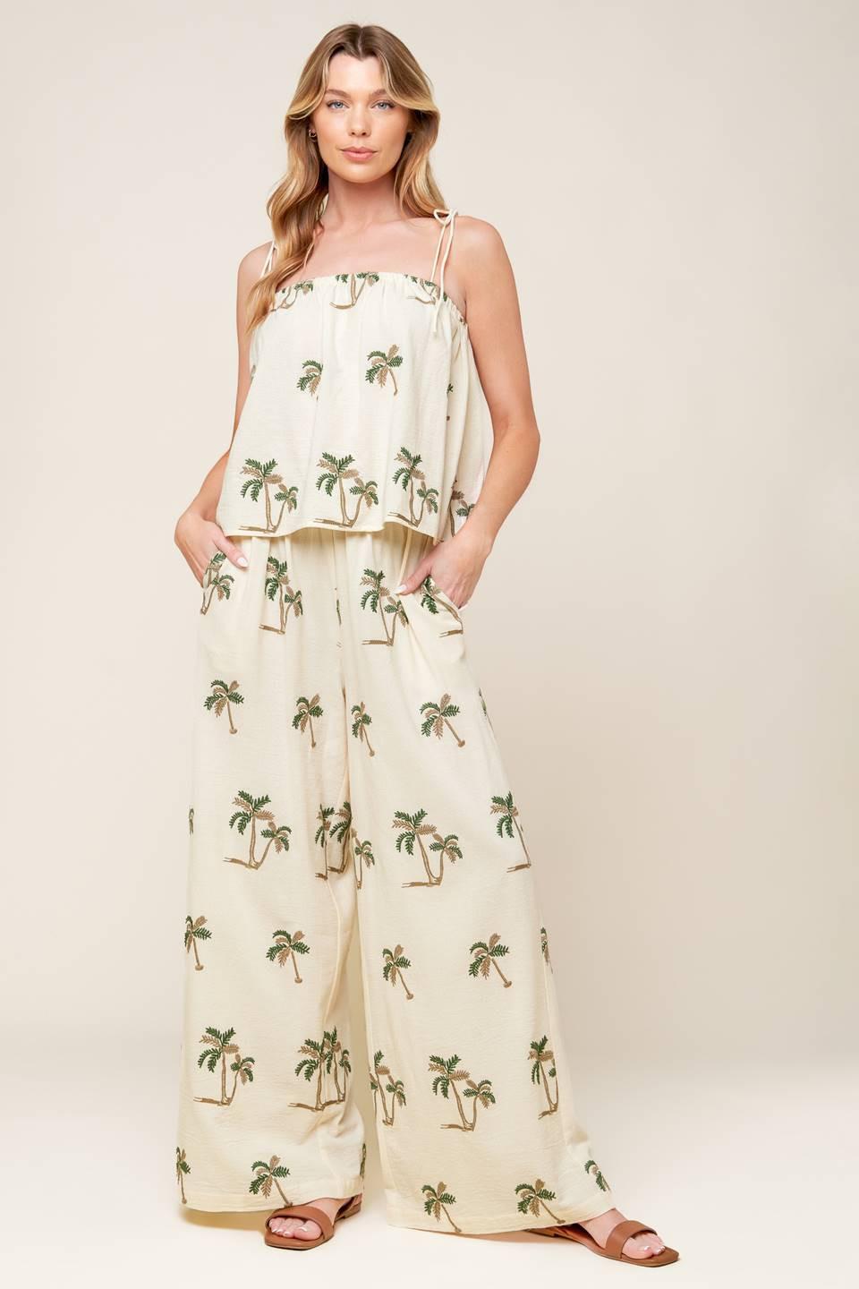 TERRIFIC TIMING IVORY WOVEN TOP AND PANT SET Flying Tomato