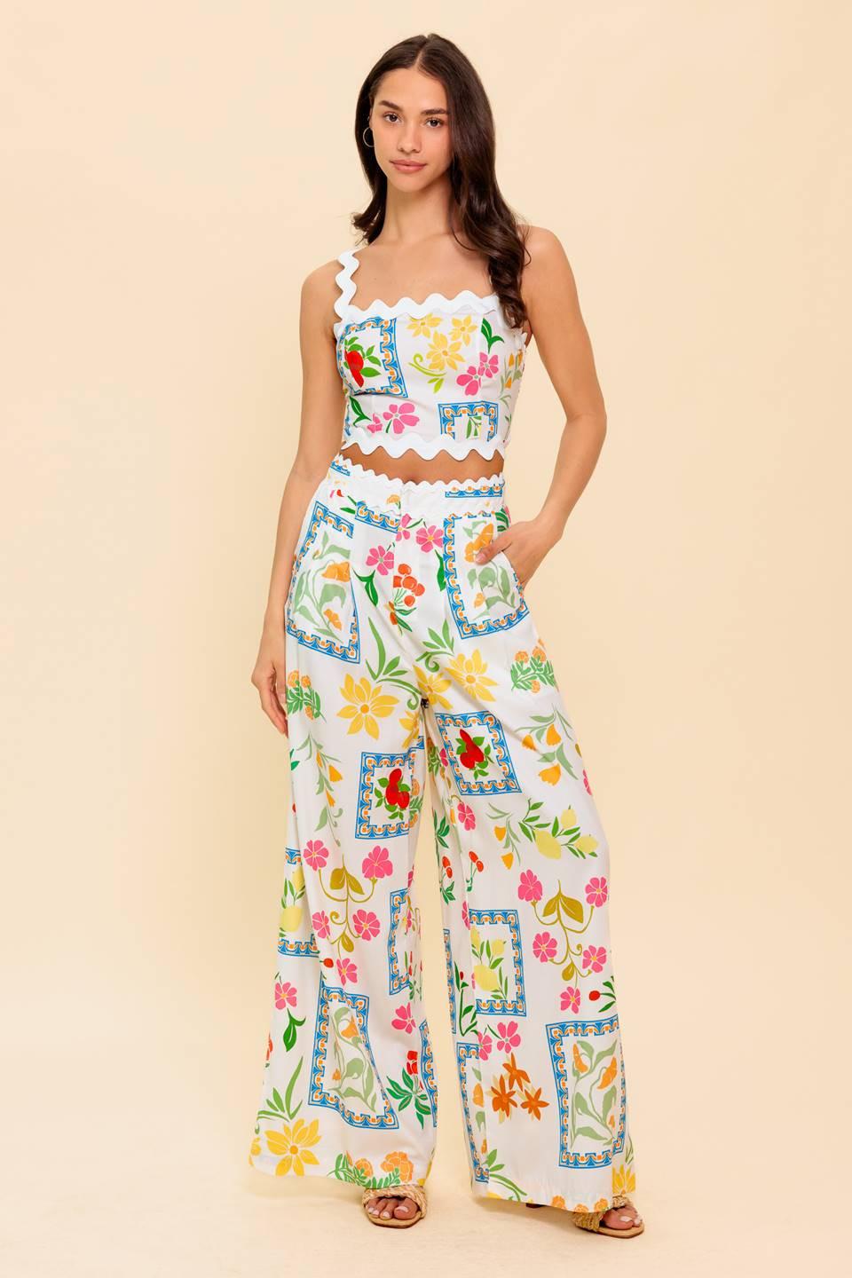 MARIGOLD IVORY WOVEN TOP AND PANT SET Flying Tomato