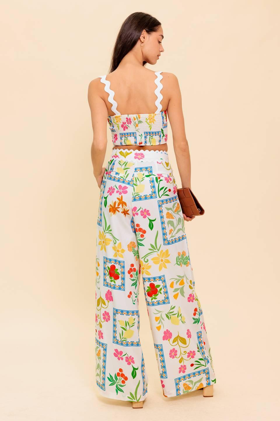 MARIGOLD IVORY WOVEN TOP AND PANT SET Flying Tomato