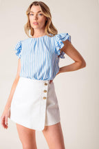 SWEET HARMONY BLUE WOVEN TOP Flying Tomato