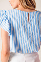SWEET HARMONY BLUE WOVEN TOP Flying Tomato