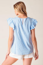 SWEET HARMONY BLUE WOVEN TOP Flying Tomato