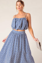 THE BEAUTY OF NOW WOVEN EYELET TOP AND SKIRT SET Flying Tomato