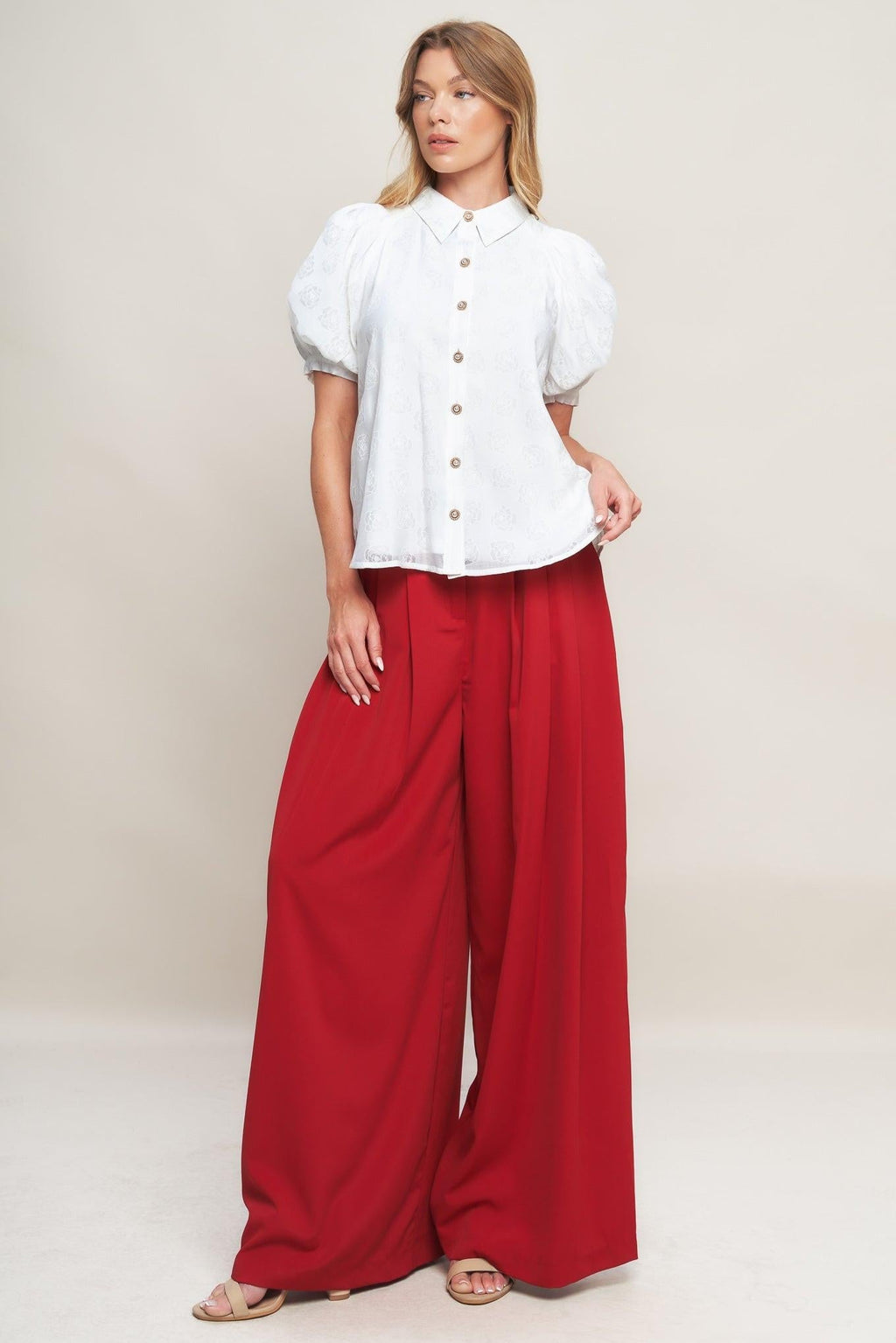 VINEYARD STROLL IVORY WOVEN TOP Flying Tomato