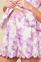 DARING DIVA LAVENDER WOVEN TOP AND SHORTS SET Flying Tomato