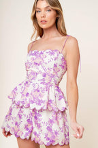 DARING DIVA LAVENDER WOVEN TOP AND SHORTS SET Flying Tomato