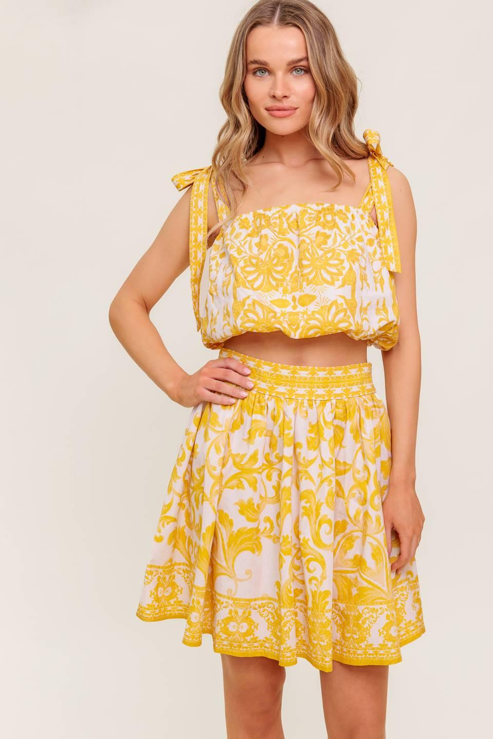 TWIG LIGHT NOIR WOVEN TOP AND SKIRT SET Flying Tomato