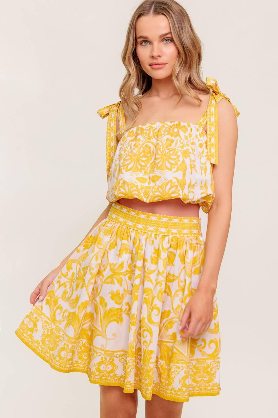 TWIG LIGHT NOIR WOVEN TOP AND SKIRT SET Flying Tomato