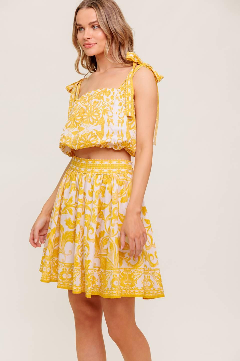 TWIG LIGHT NOIR WOVEN TOP AND SKIRT SET Flying Tomato