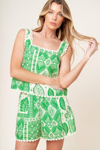 LANE SECRET GARDEN WOVEN TOP AND SHORTS SET Flying Tomato