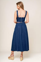 SIMPLY THE VIBE DENIM TOP AND SKIRT SET Flying Tomato