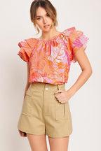 EVENING GLOW PINK WOVEN TOP Flying Tomato