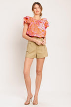 EVENING GLOW PINK WOVEN TOP Flying Tomato