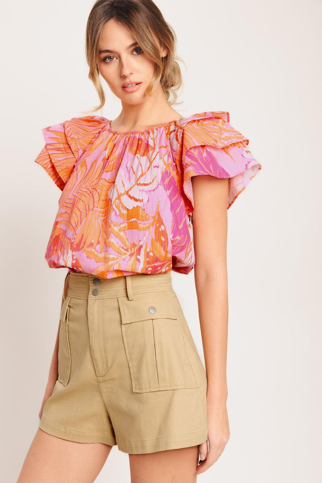 EVENING GLOW PINK WOVEN TOP Flying Tomato
