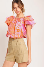 EVENING GLOW PINK WOVEN TOP Flying Tomato