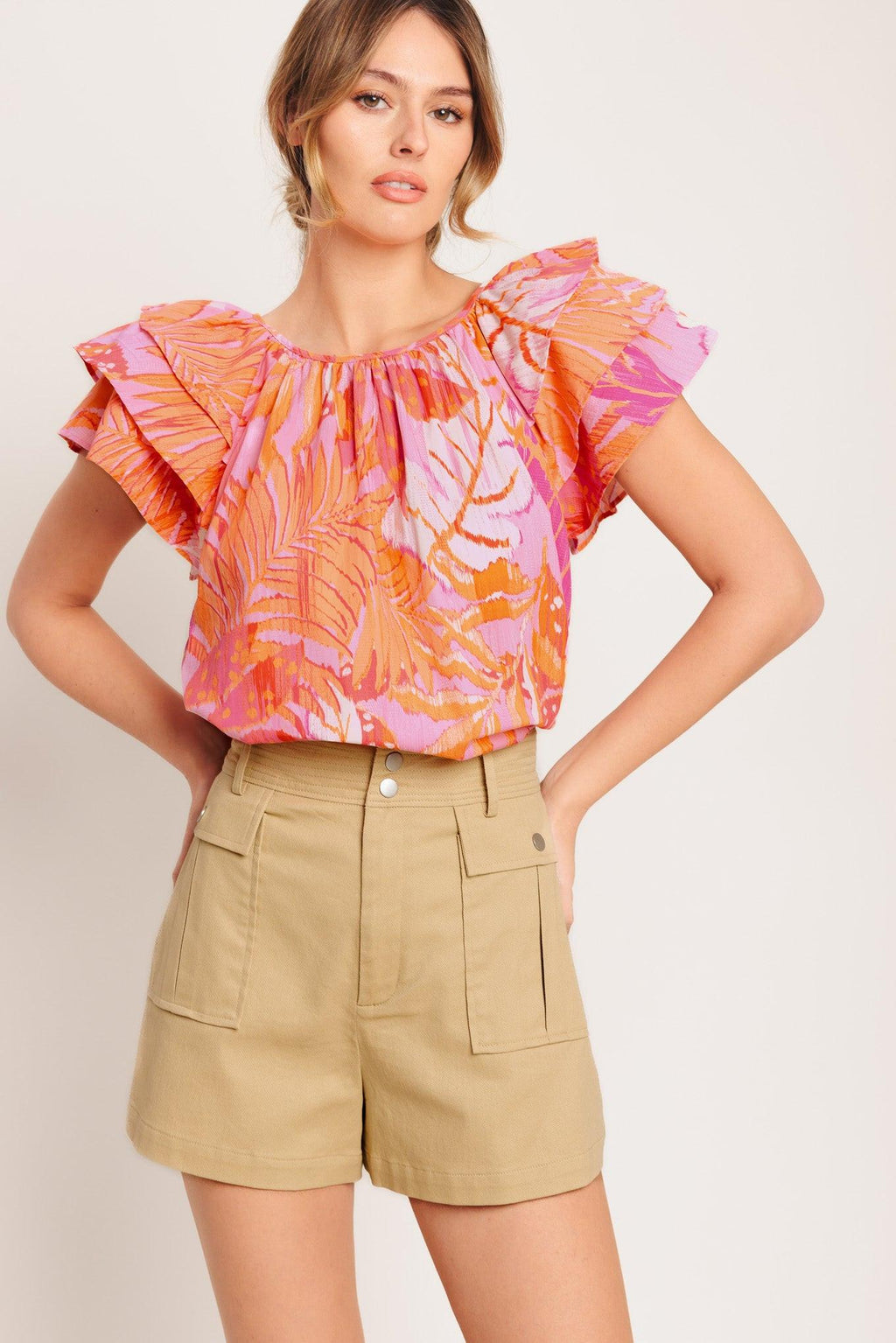 EVENING GLOW PINK WOVEN TOP Flying Tomato