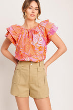 EVENING GLOW PINK WOVEN TOP Flying Tomato