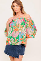 LOVING VOW GREEN WOVEN TOP Flying Tomato