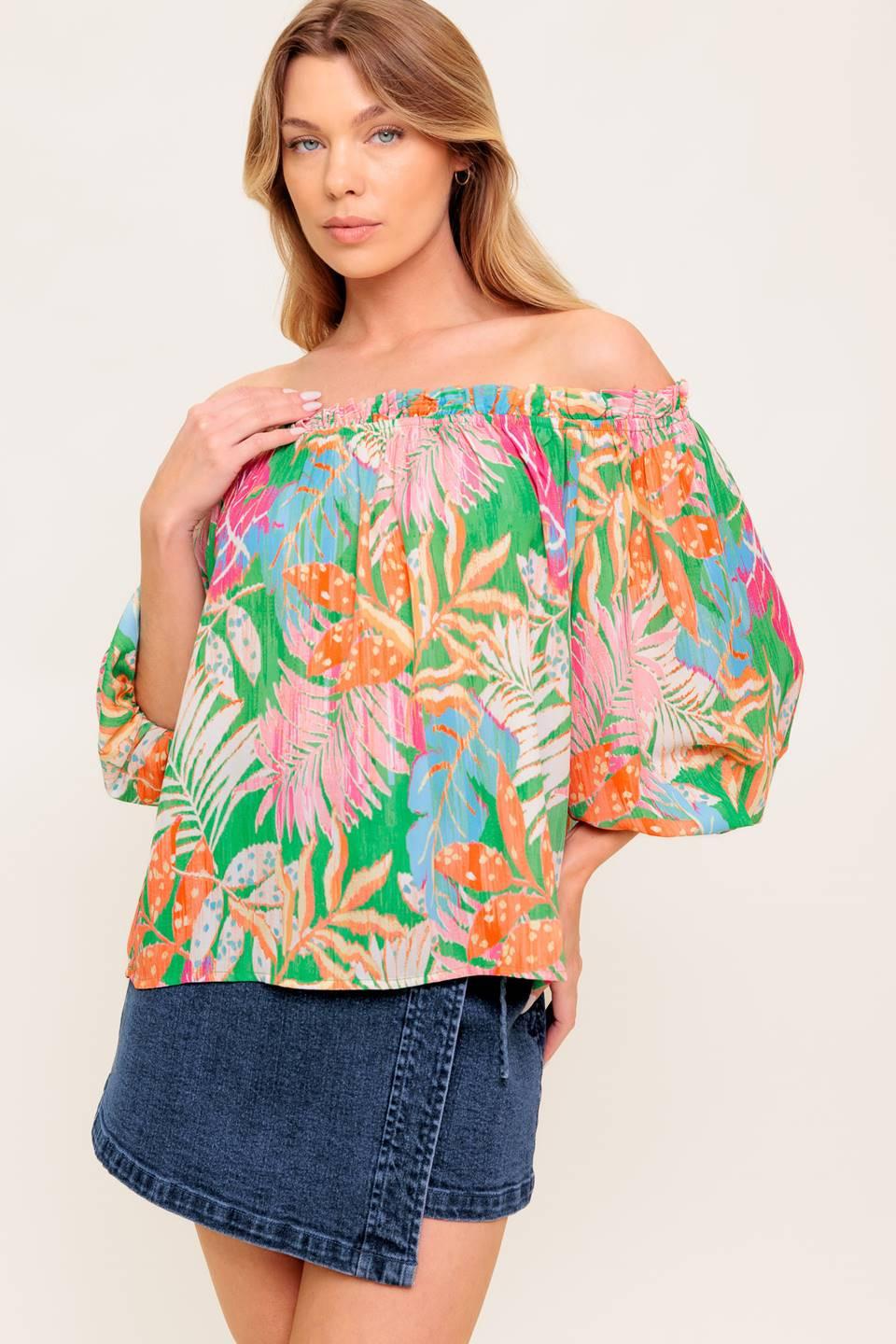 LOVING VOW GREEN WOVEN TOP Flying Tomato