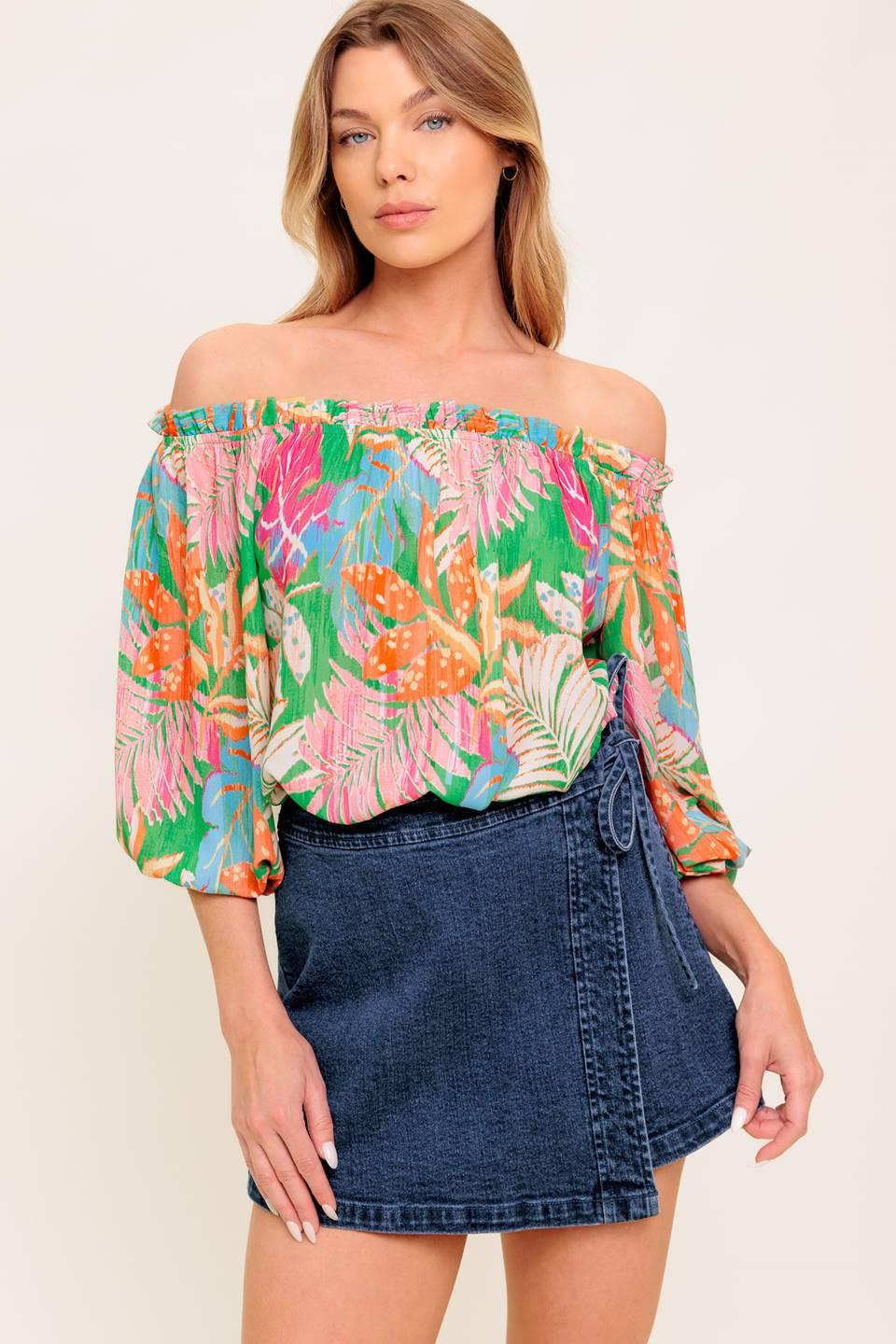 LOVING VOW GREEN WOVEN TOP Flying Tomato