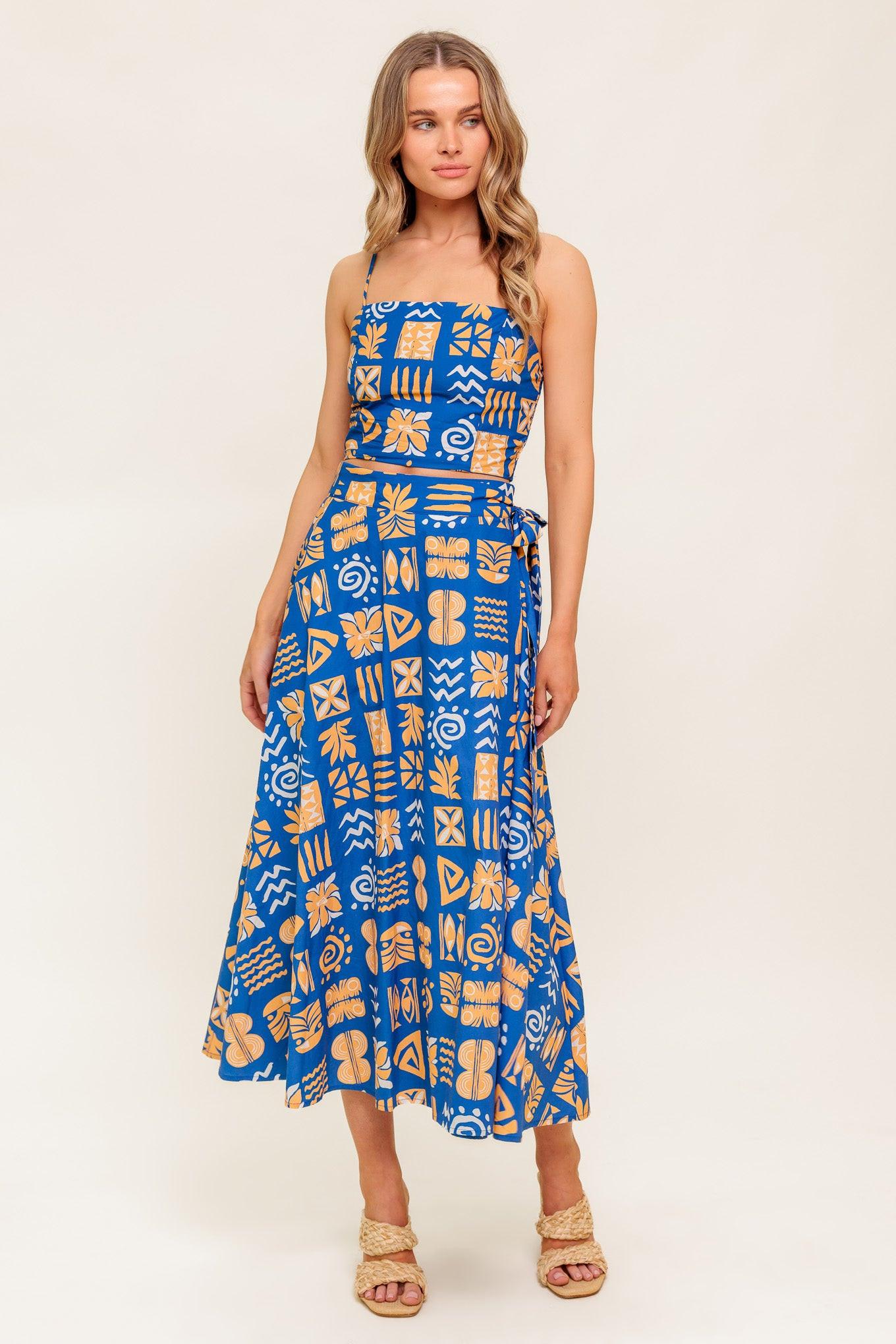 DEWDROP SILENCE WOVEN TOP AND SKIRT SET Flying Tomato