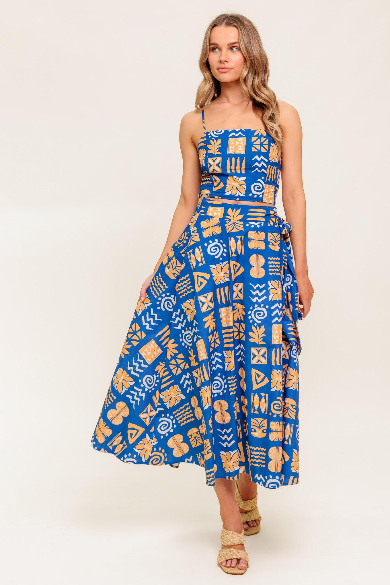 DEWDROP SILENCE WOVEN TOP AND SKIRT SET Flying Tomato