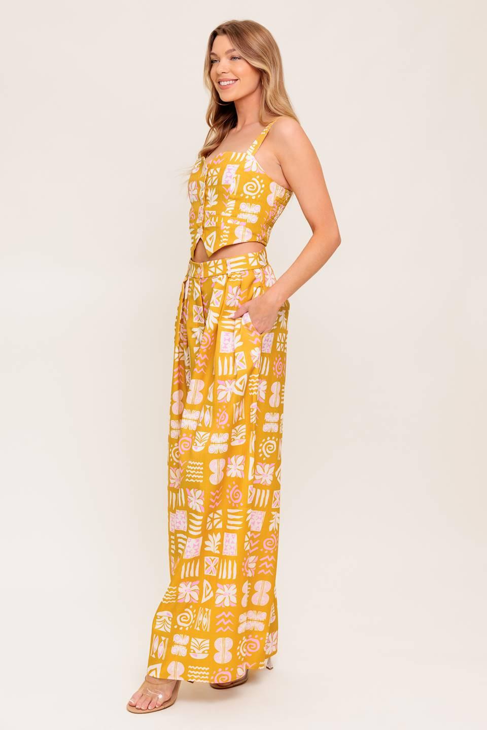 PRETTY MEADOW WOVEN TOP AND PANT SET Flying Tomato