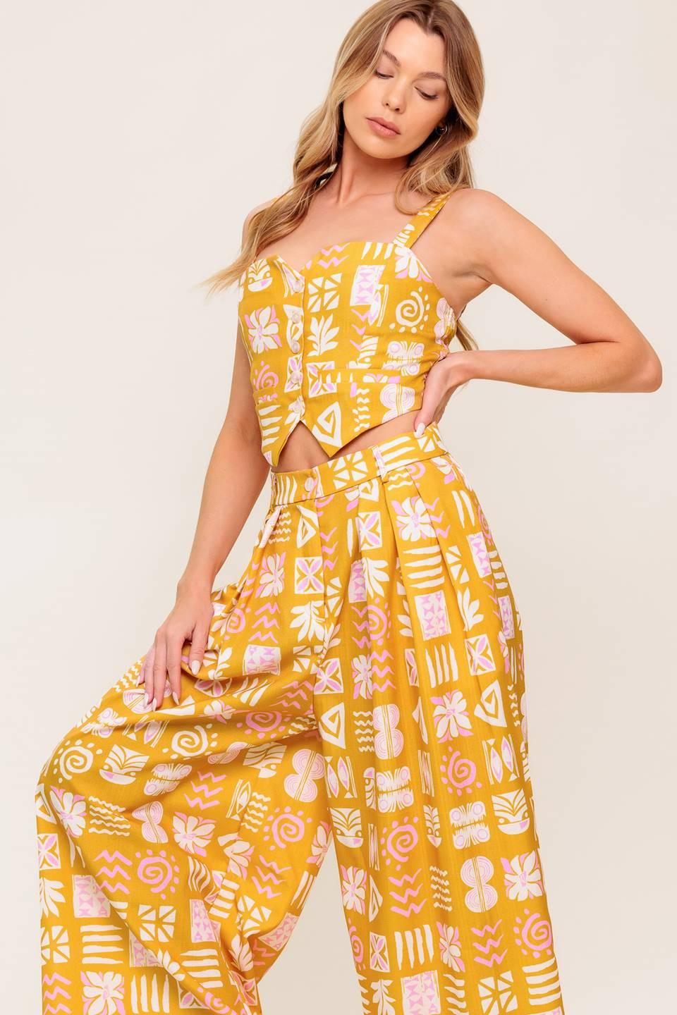 PRETTY MEADOW WOVEN TOP AND PANT SET Flying Tomato