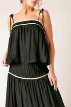 DIVIDE AND CONTOUR WOVEN TOP AND SKIRT SET Flying Tomato