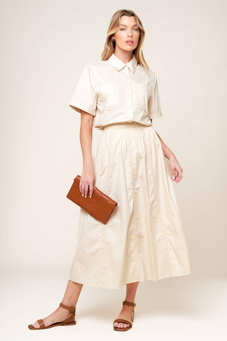 LAYTON CREAM WOVEN TOP Flying Tomato