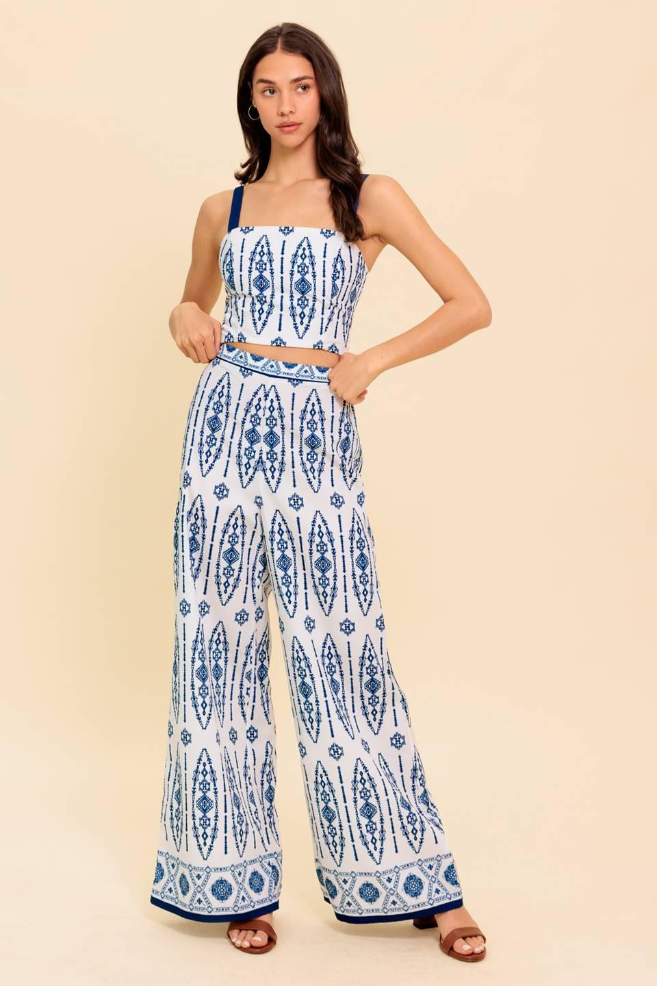 MODERN APPROACH NAVY WOVEN TOP AND PANT SET Flying Tomato