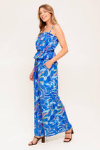 CHERISHED KISS BLUE WOVEN TOP AND PANTS SET Flying Tomato
