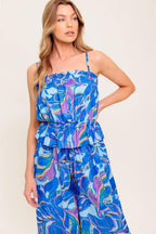 CHERISHED KISS BLUE WOVEN TOP AND PANTS SET Flying Tomato