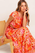 FAINT SUNBEAM RED WOVEN TOP AND SKIRT SET Flying Tomato