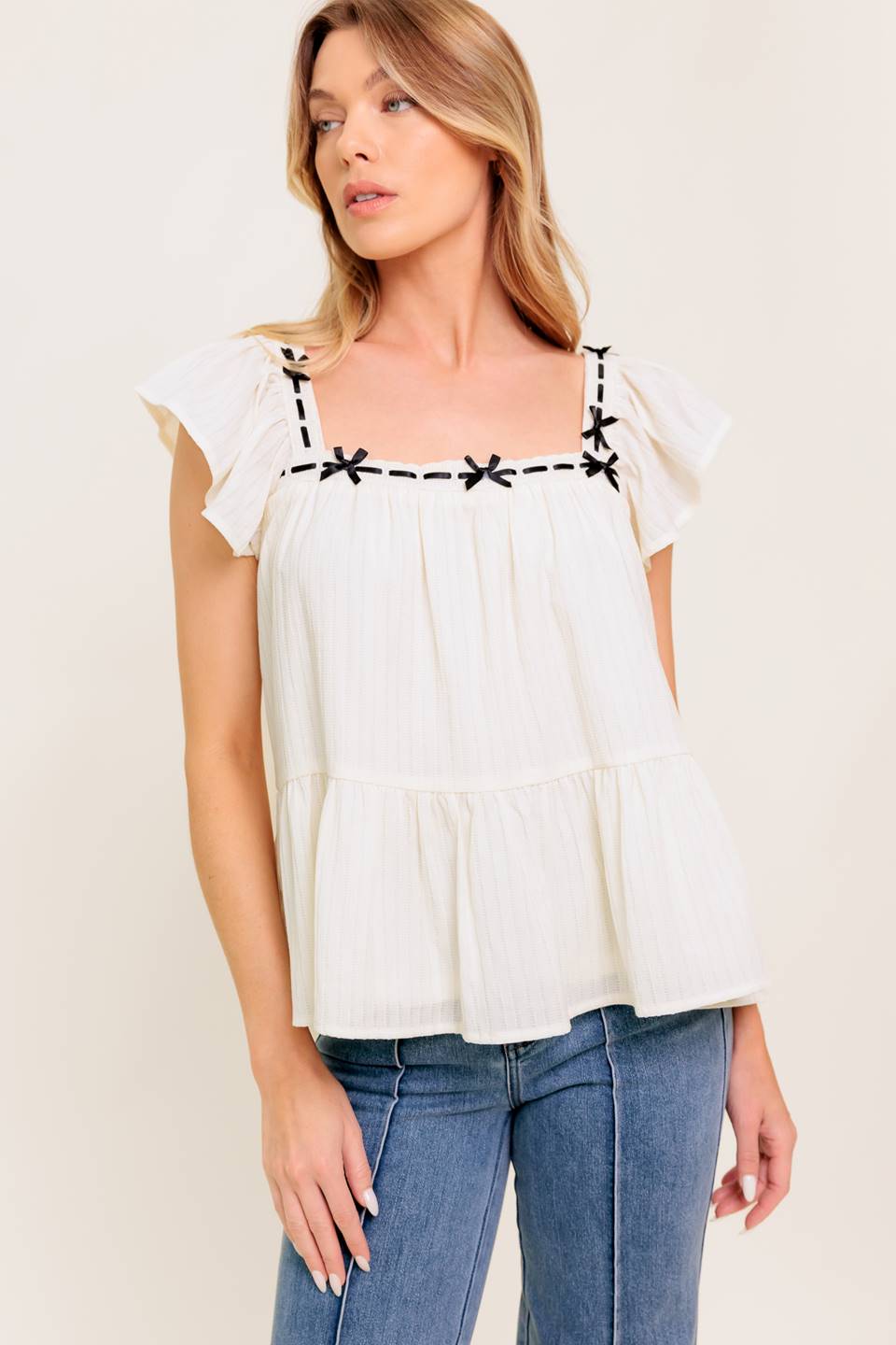 CELESTIAL CRUSH CREAM WOVEN TOP Flying Tomato