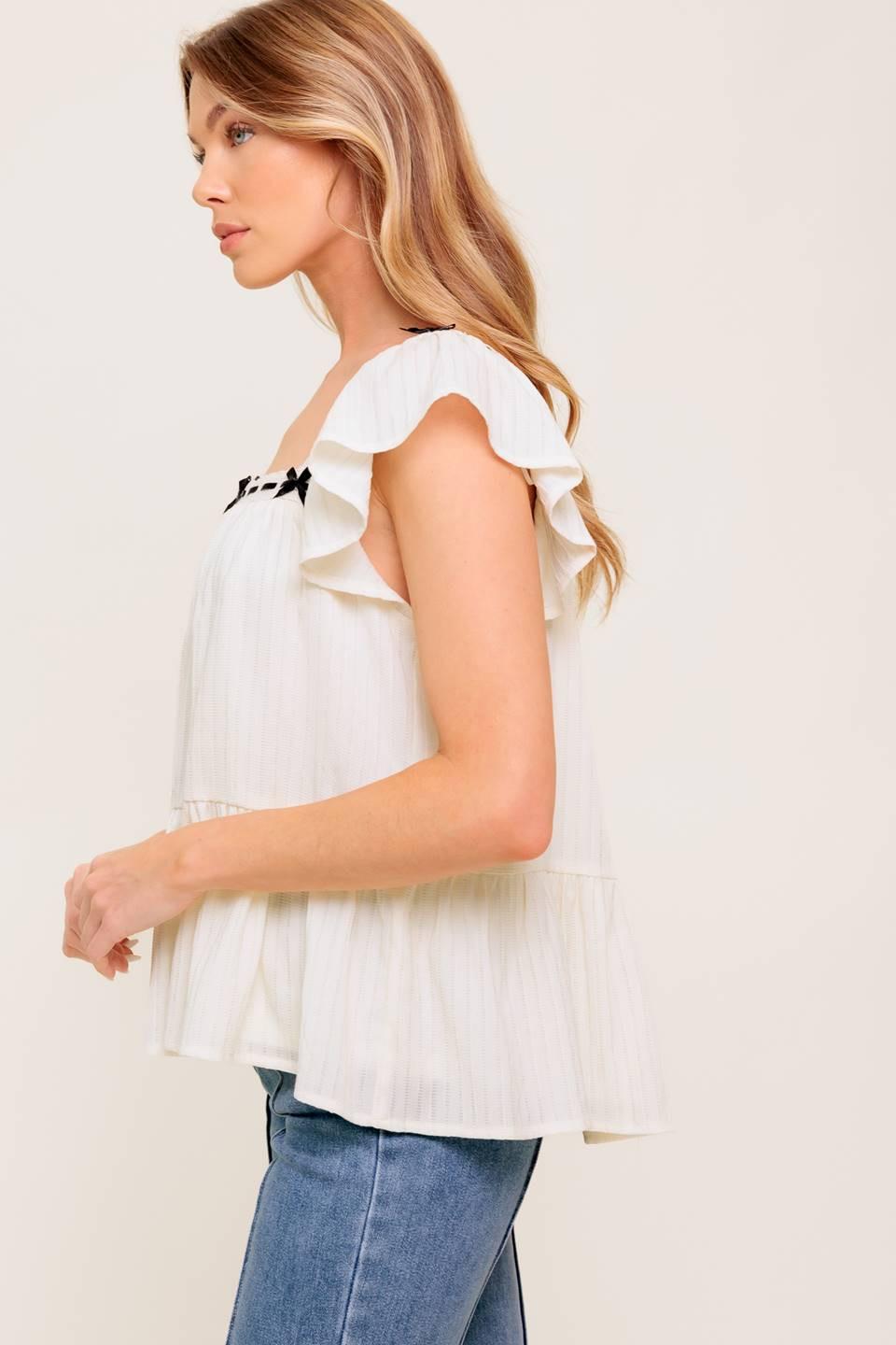 CELESTIAL CRUSH CREAM WOVEN TOP Flying Tomato