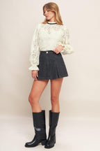 PRECIOUS LOOK IVORY WOVEN LACE TOP Flying Tomato