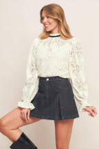 PRECIOUS LOOK IVORY WOVEN LACE TOP Flying Tomato