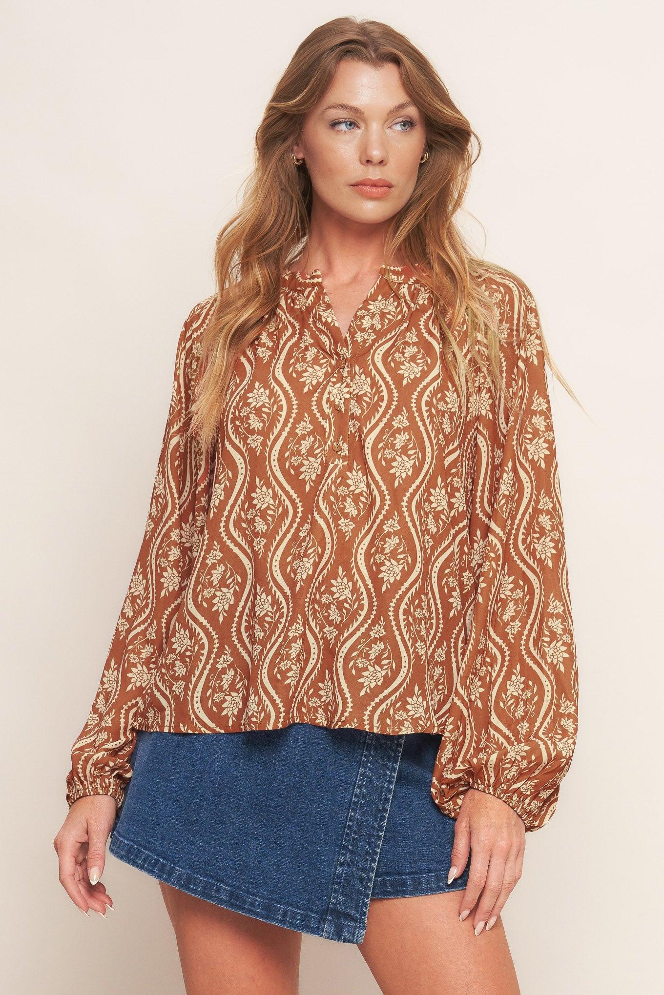 ANGELIC SWEETIE BROWN WOVEN TOP Flying Tomato