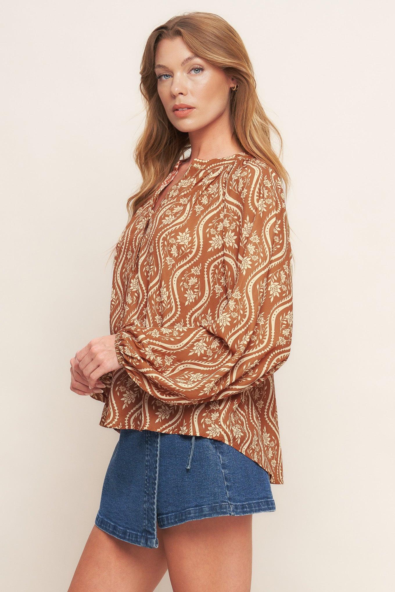 ANGELIC SWEETIE BROWN WOVEN TOP Flying Tomato