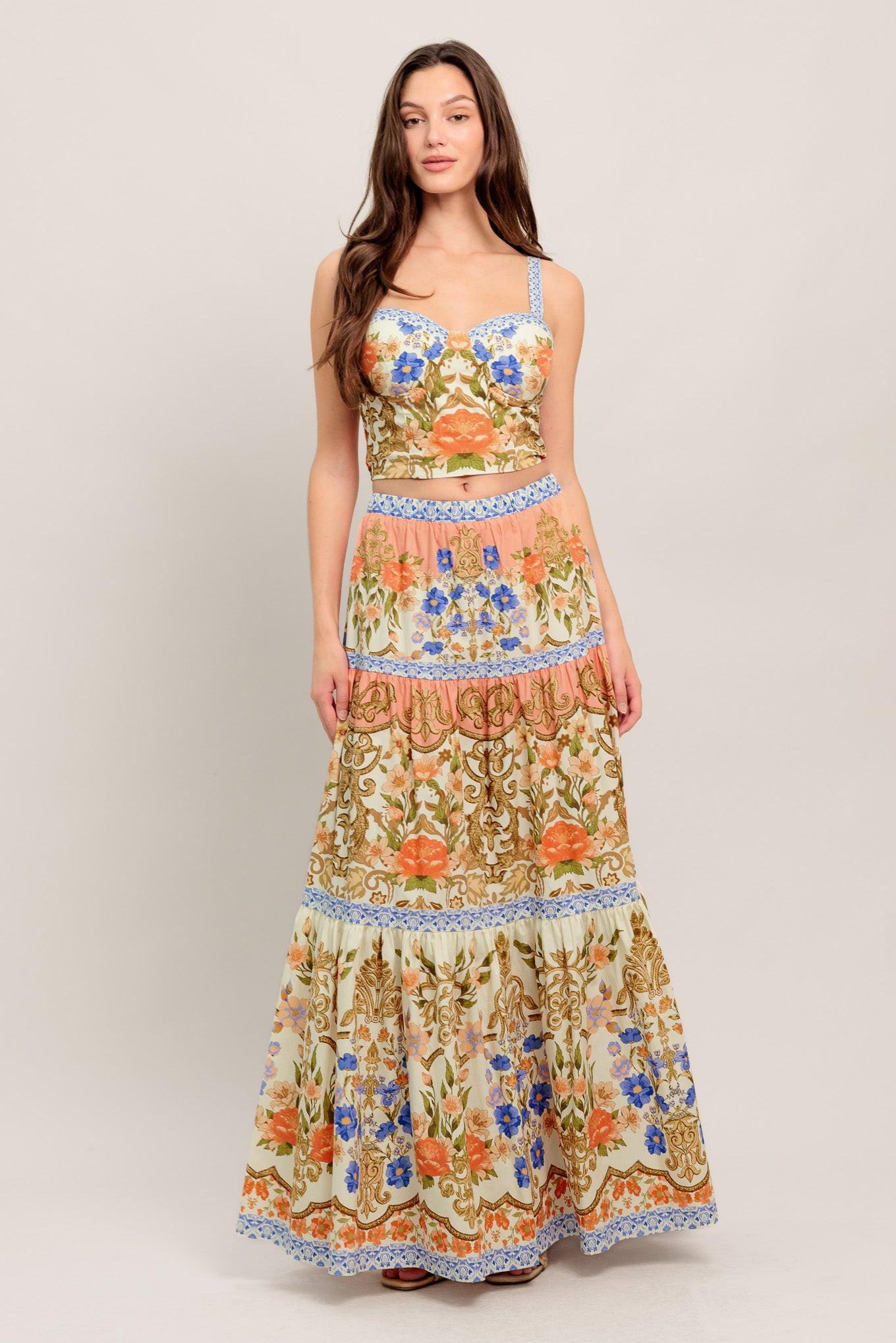 SWEET MEADOW MEMORIES WOVEN TOP AND SKIRT SET Flying Tomato